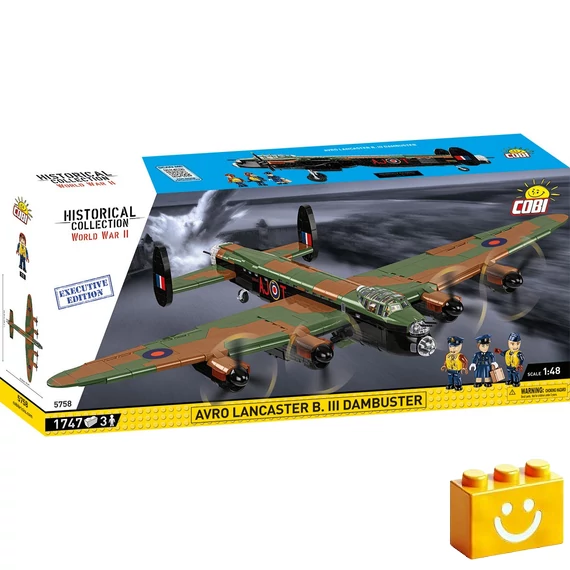 Termékkép a dobozról -COBI-5758 – Avro Lancaster B III Dambuster – brit nehézbombázó – 100% kompatibilis minden más kedvelt márkával