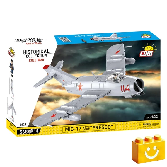 Termékkép a dobozról -COBI-5823 – MiG-17 'Fresco' – Szovjet vadászgép – 100% kompatibilis minden más kedvelt márkával