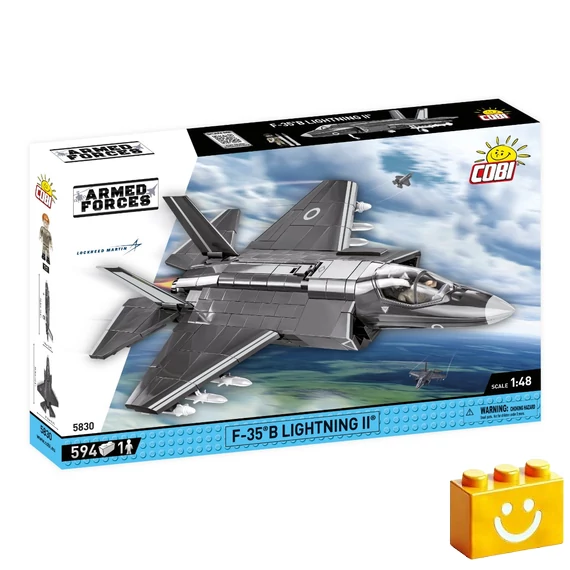 Termékkép a dobozról -COBI-5830 – F-35B Lightning II – Lopakodó vadászbombázó – 100% kompatibilis minden más kedvelt márkával