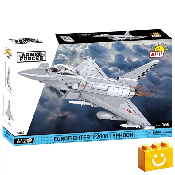 Termékkép a dobozról -COBI-5849 – Eurofighter F2000 Typhoon – Olasz többcélú vadászgép – 100% kompatibilis minden más kedvelt márkával