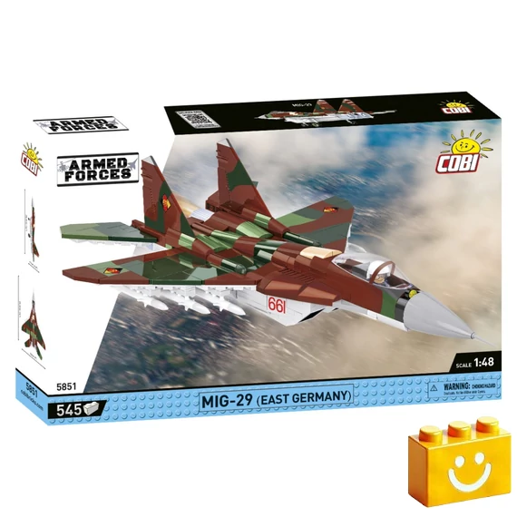 Termékkép a dobozról -COBI-5851 – MiG-29 (Kelet-Németország) – Vadászgép – 100% kompatibilis minden más kedvelt márkával
