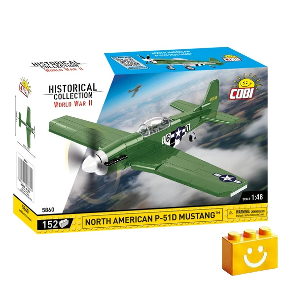 Termékkép a dobozról -COBI-5860 - North American P-51D Mustang amerikai vadászgép – 100% kompatibilis minden más kedvelt márkával