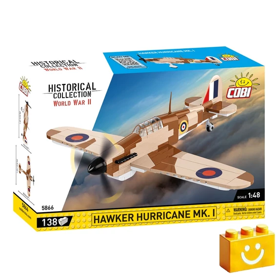 Termékkép a dobozról -COBI-5866 - Hawker Hurricane Mk.I brit vadászgép – 100% kompatibilis minden más kedvelt márkával