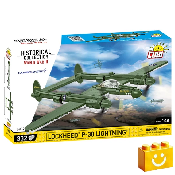 Termékkép a dobozról -COBI-5882 - Lockheed P-38 Lightning vadászbombázó – 100% kompatibilis minden más kedvelt márkával