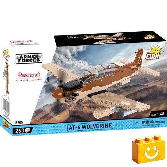 Termékkép a dobozról -COBI-5905 – AT-6 Wolverine (Beechcraft) – Könnyű támadó repülőgép – 100% kompatibilis minden más kedvelt márkával