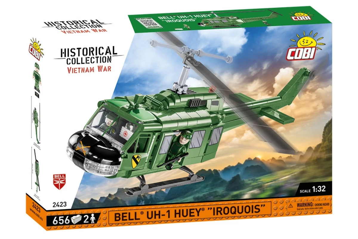 COBI 2423 – Bell UH-1 Huey – Katonai helikopter építőjáték – 100% kompatibilis minden más kedvelt márkával