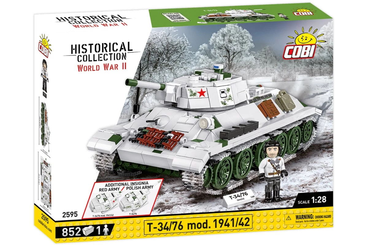 COBI-2595 – T-34/76 mod. 1941/42 közepes harckocsi – 2 az 1-ben (PL/SOV) – 100% kompatibilis minden más kedvelt márkával