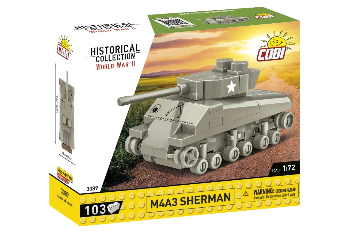 COBI-3089 – M4A3 Sherman – amerikai közepes harckocsi – 100% kompatibilis minden más kedvelt márkával