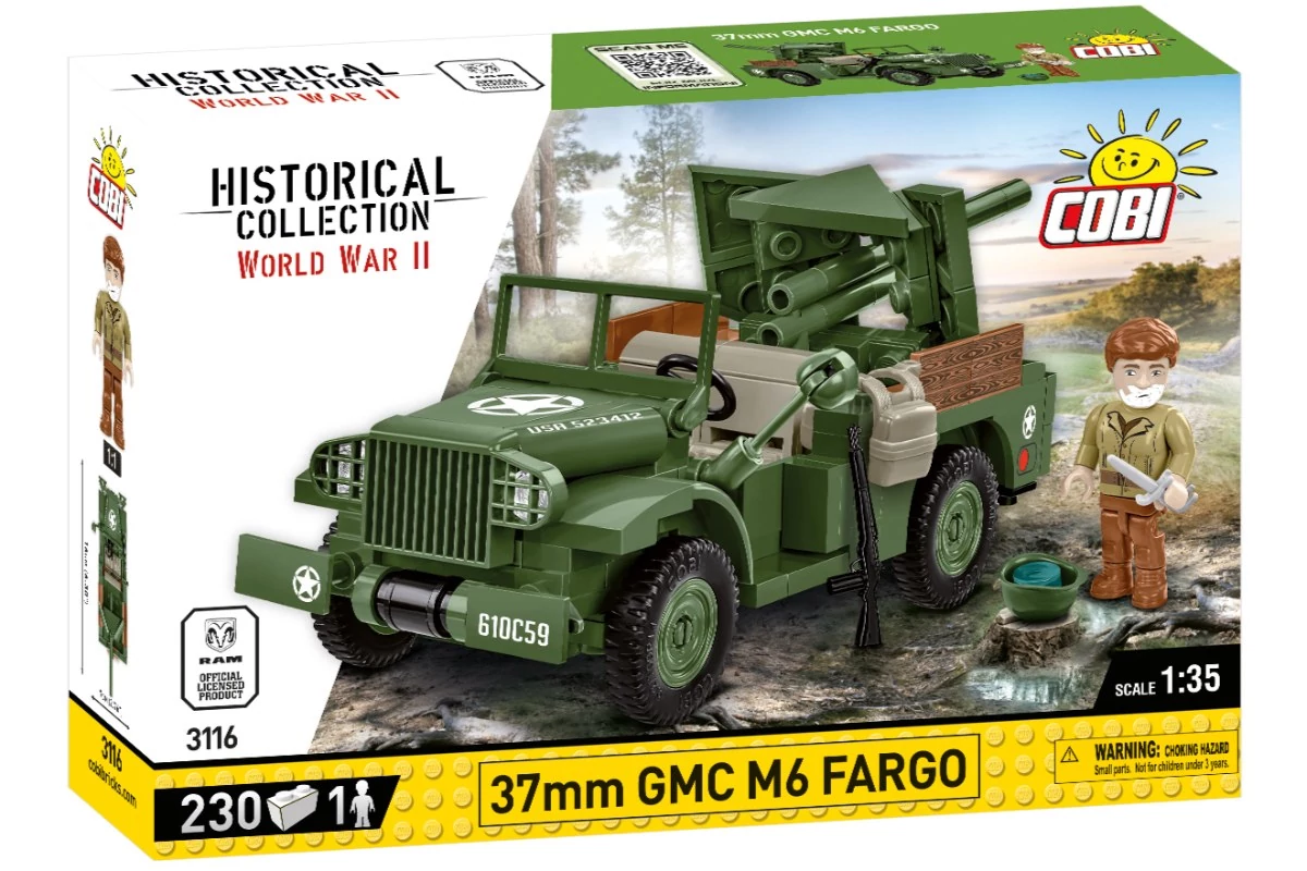 COBI-3116 – 37mm GMC M6 Fargo – amerikai önjáró löveg – 100% kompatibilis minden más kedvelt márkával