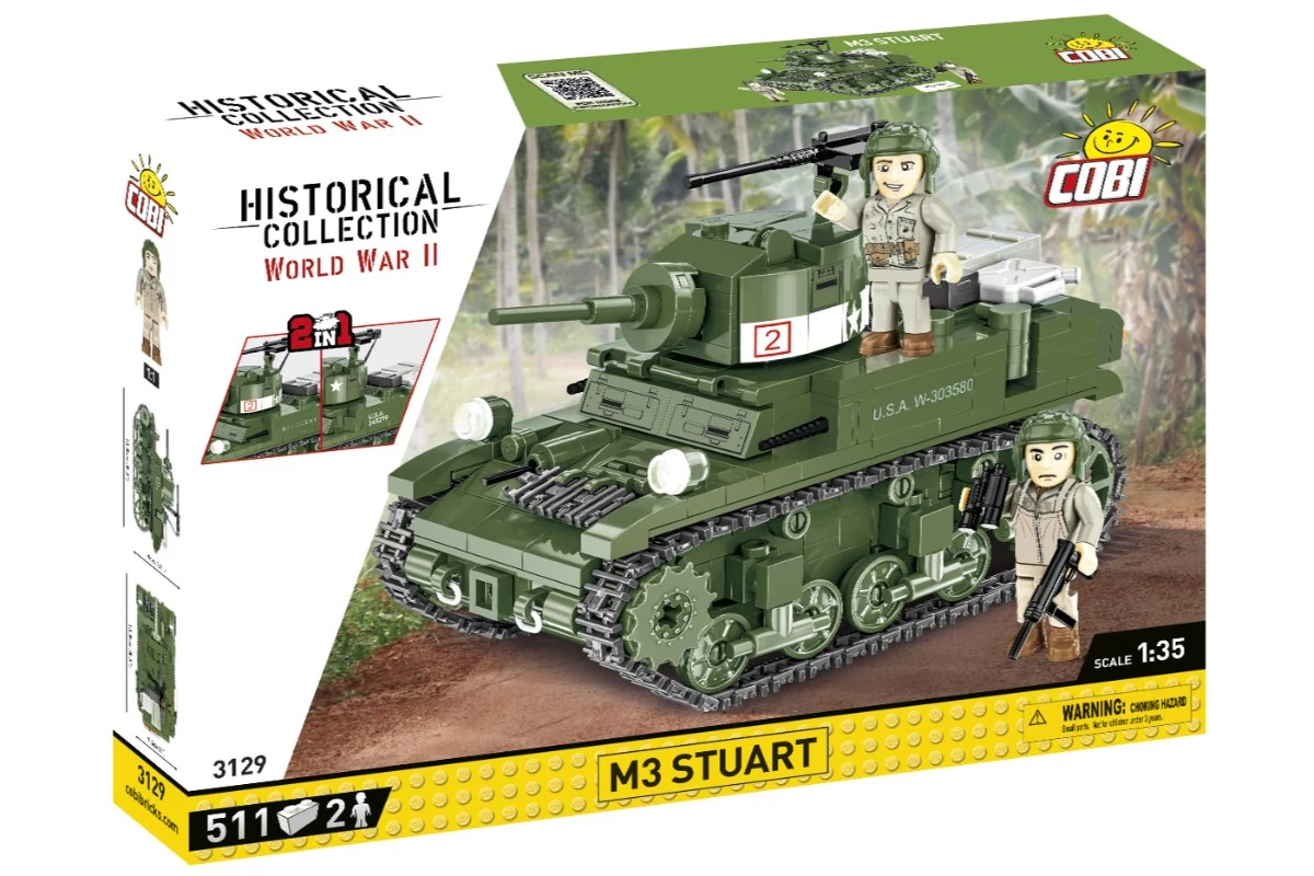 COBI-3129 – M3 Stuart – amerikai könnyű harckocsi – 100% kompatibilis minden más kedvelt márkával