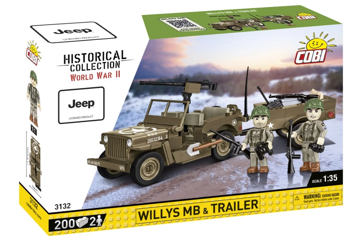 COBI-3132 – Willys MB utánfutóval – amerikai terepjáró – 100% kompatibilis minden más kedvelt márkával