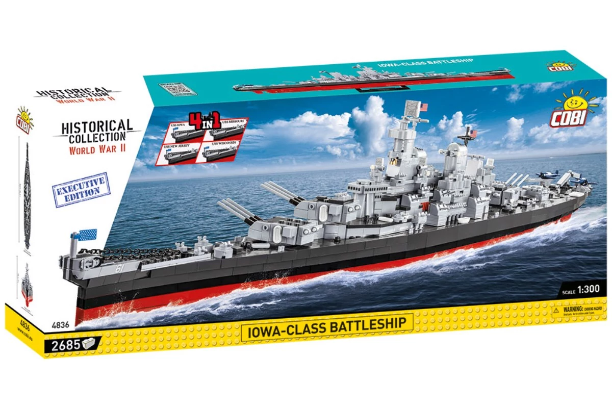 COBI 4836 – Iowa-osztályú csatahajó (4 az 1-ben) – Executive Edition építőjáték – 100% kompatibilis minden más kedvelt márkával