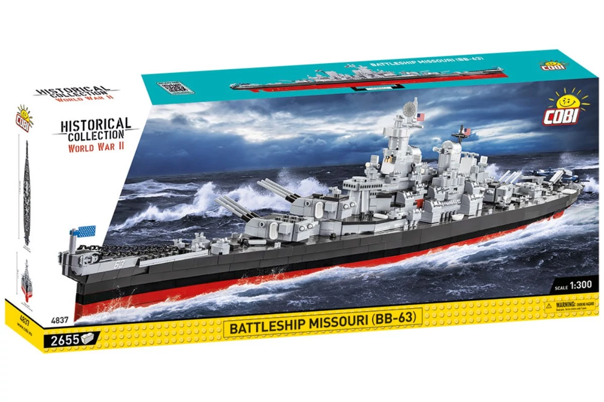 COBI 4837 – USS Missouri (BB-63) – amerikai csatahajó építőjáték – 100% kompatibilis minden más kedvelt márkával