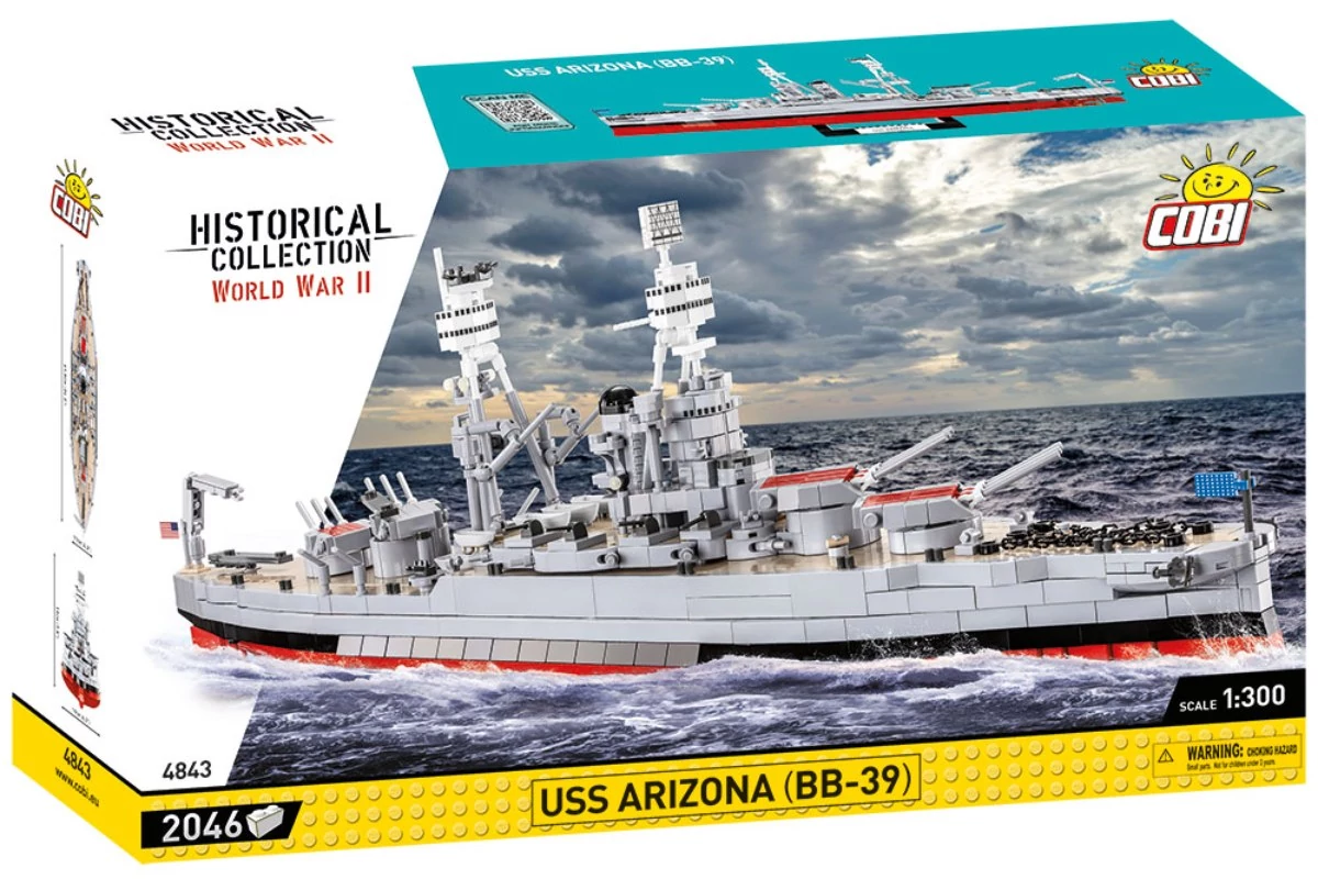 COBI 4843 – USS Arizona (BB-39) – amerikai csatahajó építőjáték – 100% kompatibilis minden más kedvelt márkával