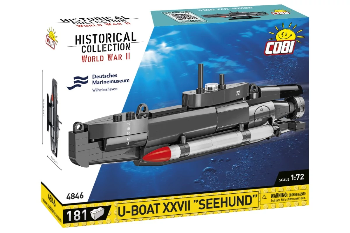 COBI 4846 – U-Boat XXVII 'Seehund' – német mini tengeralattjáró építőjáték – 100% kompatibilis minden más kedvelt márkával
