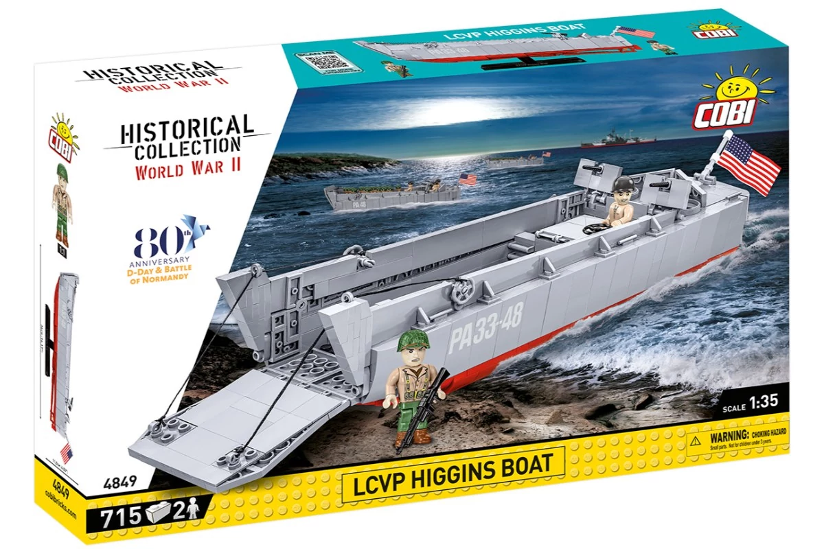 COBI 4849 – LCVP - Higgins Boat – amerikai partraszálló hajó építőjáték – 100% kompatibilis minden más kedvelt márkával