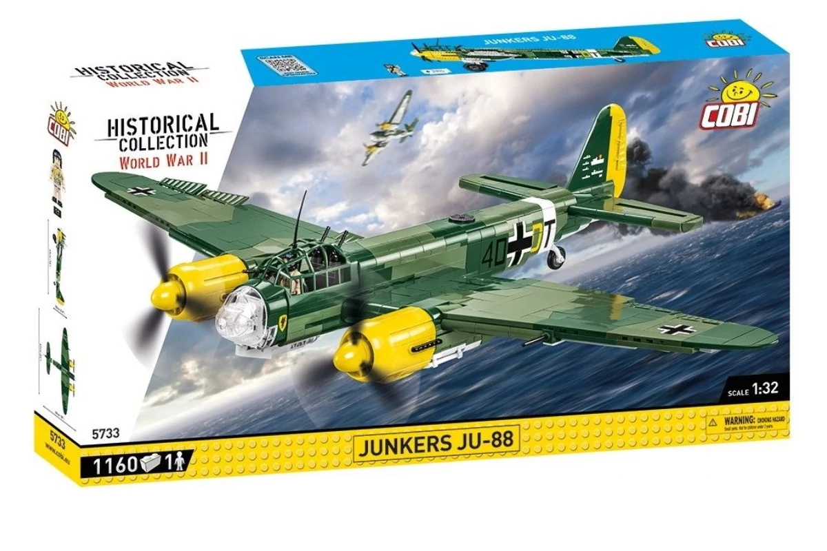 COBI 5733 – Junkers Ju 88 – német többcélú repülőgép építőjáték – 100% kompatibilis minden más kedvelt márkával