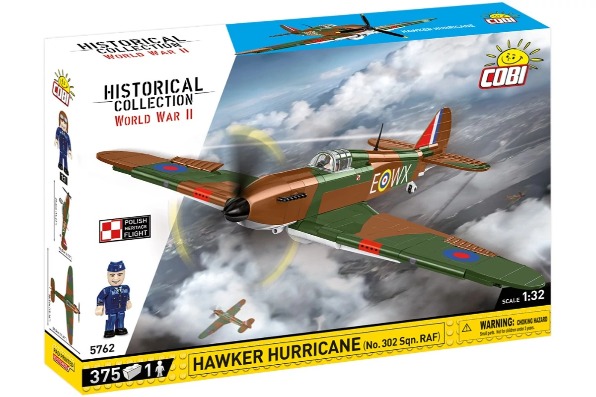 COBI 5762 – Hawker Hurricane (No. 302 Sqn. RAF) – brit vadászrepülőgép építőjáték – 100% kompatibilis minden más kedvelt márkával