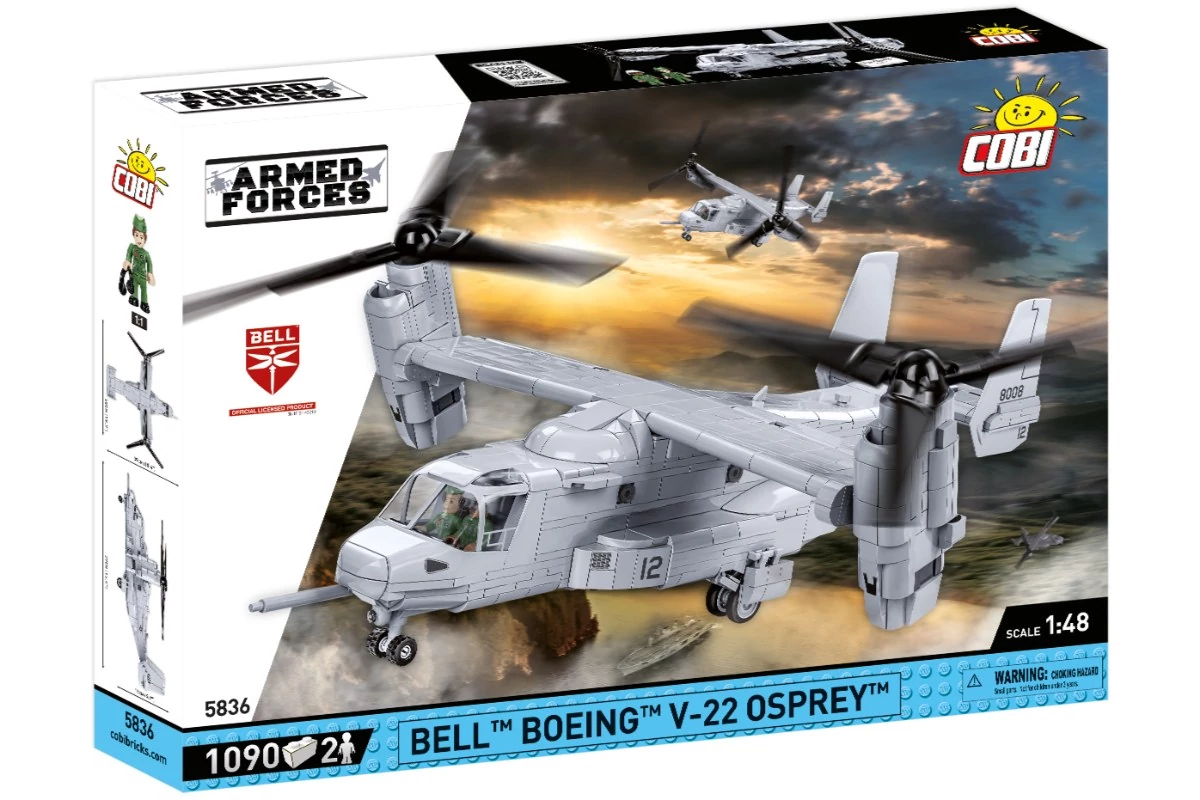 COBI-5836 – Bell Boeing V-22 Osprey – Katonai szállítórepülő építőjáték – 100% kompatibilis minden más kedvelt márkával