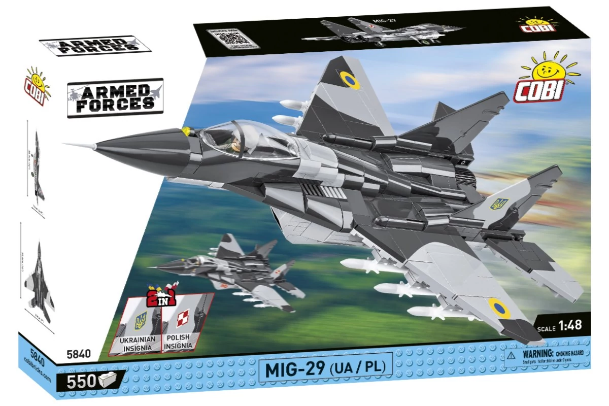COBI-5840 – MiG-29 (UA/PL) – Vadászgép építőjáték – 100% kompatibilis minden más kedvelt márkával