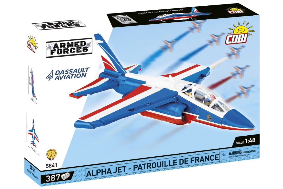 COBI-5841 – Alpha Jet – Patrouille de France – Francia bemutató repülőgép építőjáték – 100% kompatibilis minden más kedvelt márkával