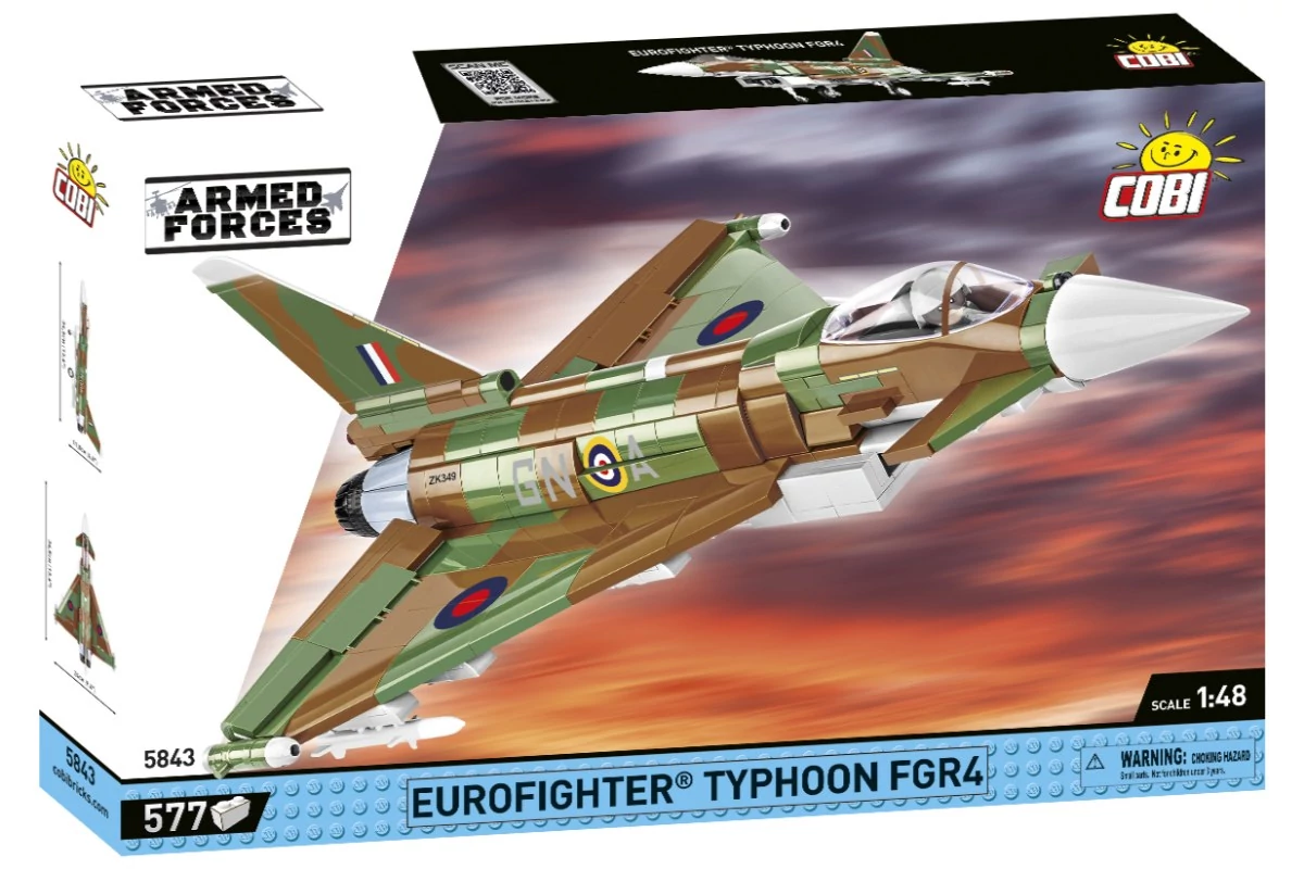 COBI-5843 – Eurofighter Typhoon FGR4 – Brit többcélú vadászgép építőjáték – 100% kompatibilis minden más kedvelt márkával