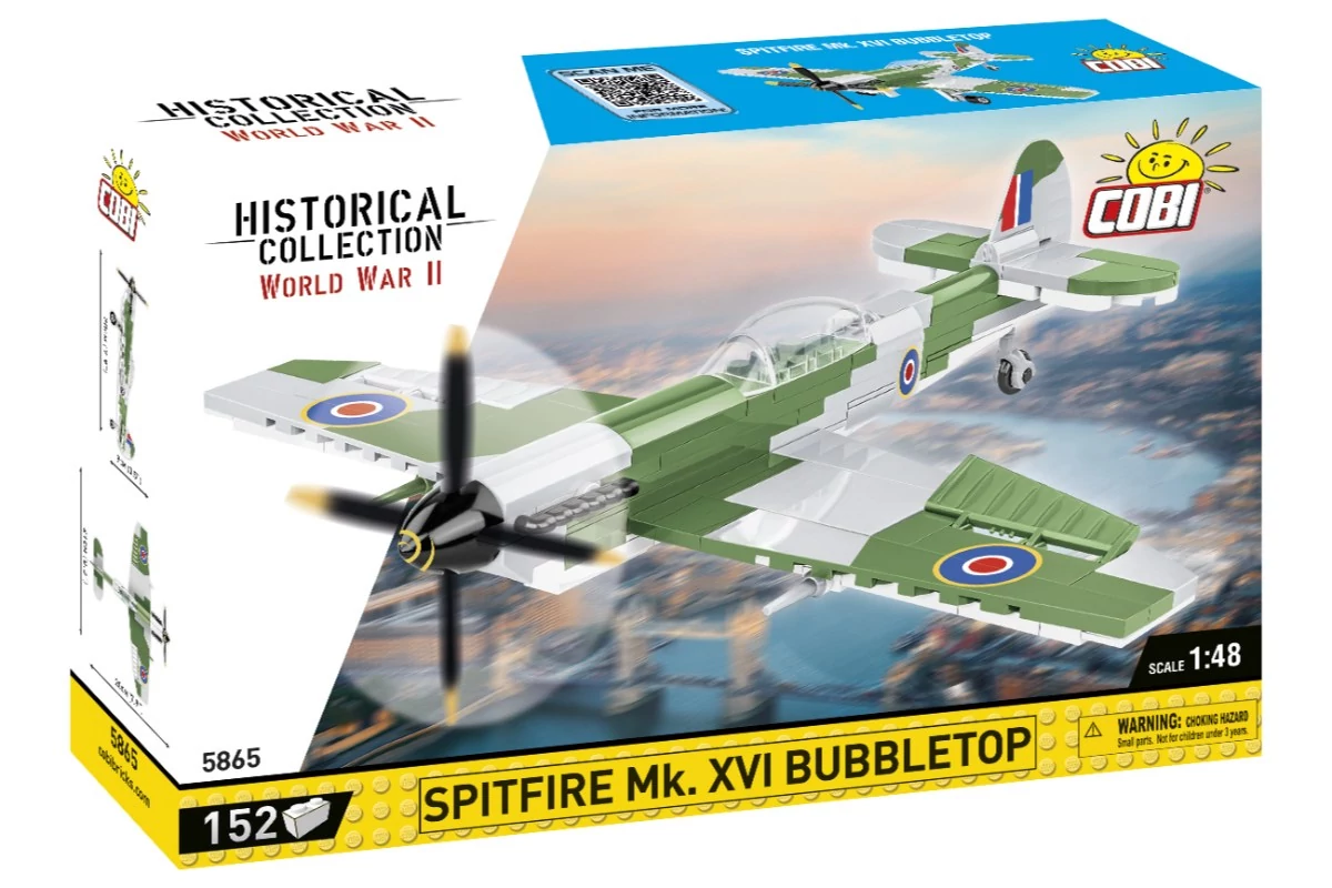 COBI-5865 - Supermarine Spitfire Mk. XVI Bubbletop vadászgép – 100% kompatibilis minden más kedvelt márkával