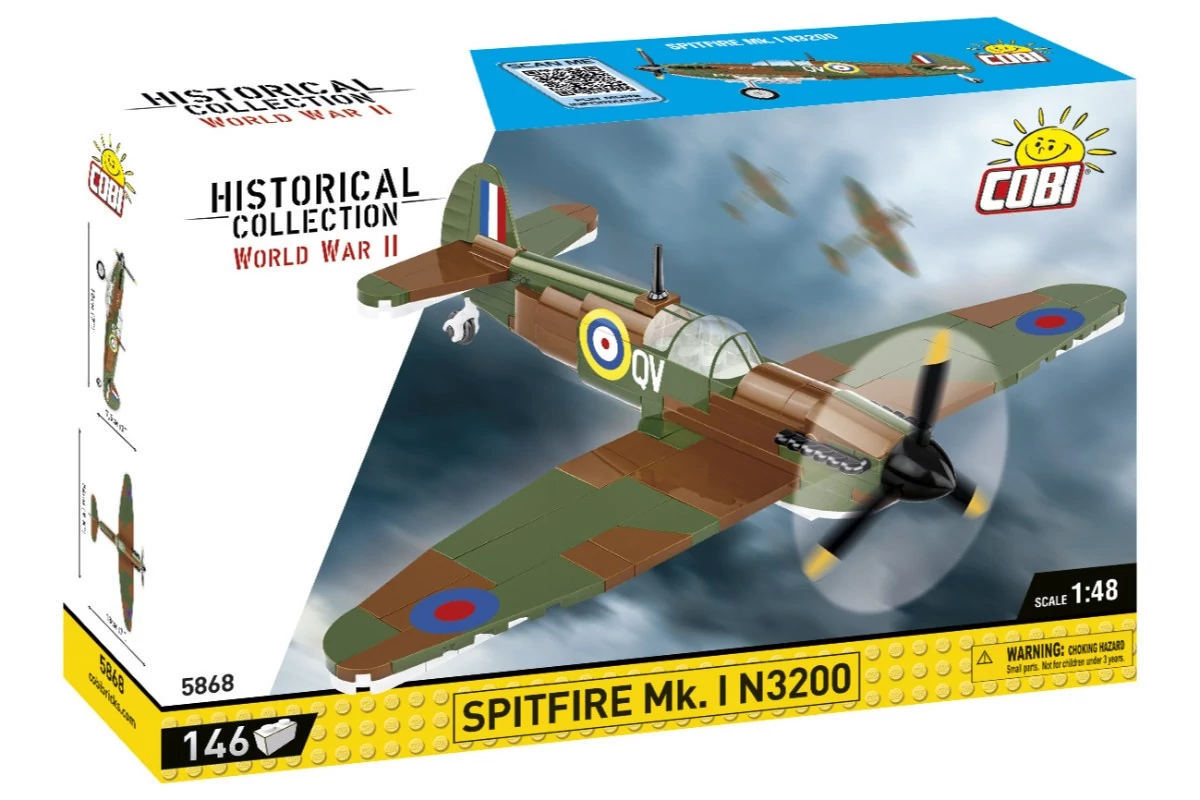 COBI-5868 - Spitfire Mk.I N3200 vadászgép – 100% kompatibilis minden más kedvelt márkával
