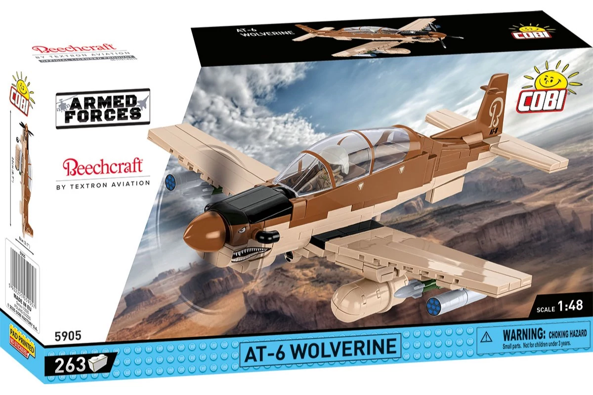 COBI-5905 – AT-6 Wolverine (Beechcraft) – Könnyű támadó repülőgép építőjáték – 100% kompatibilis minden más kedvelt márkával