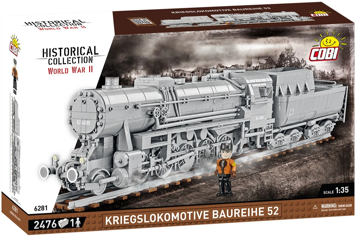 COBI® 6281 - Kriegslokomotive Baureihe 52 gőzmozdony építőjáték  – 100% kompatibilis minden más kedvelt márkával