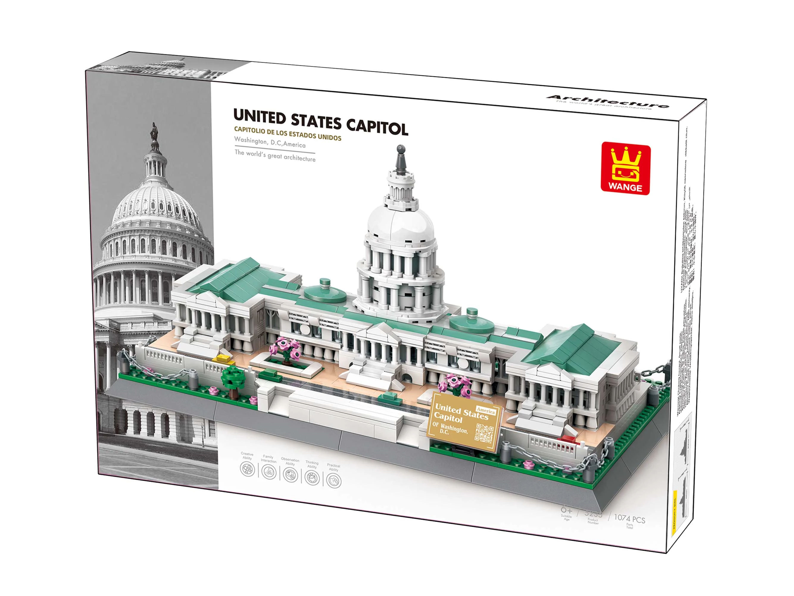 WANGE 5235 - USA Capitolium, Washington D.C. - Amerika építőjáték - 100% kompatibilis minden más kedvelt márkával