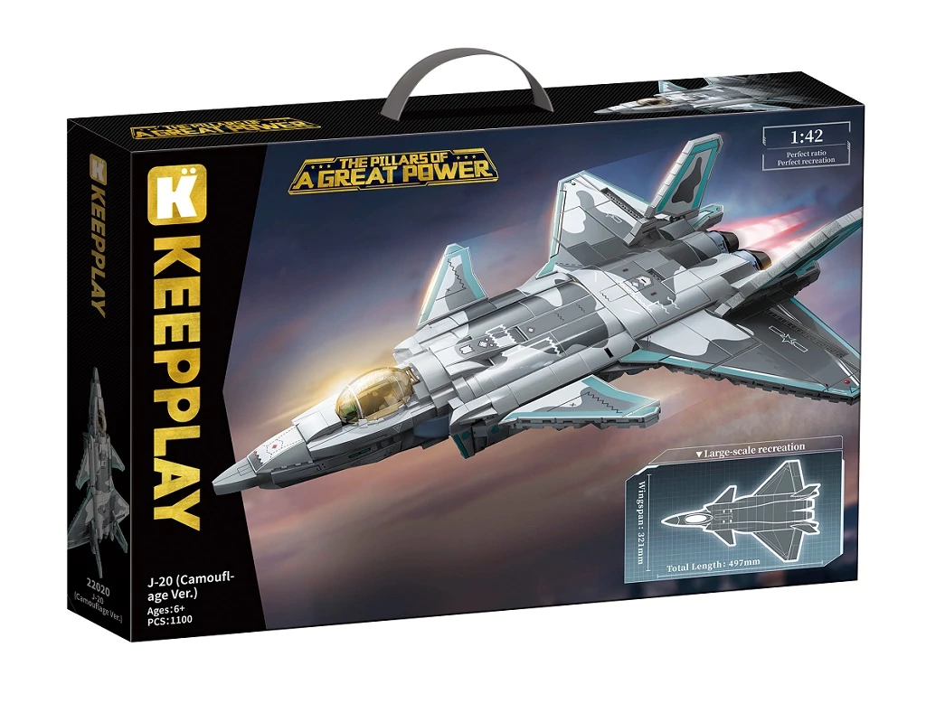 QMAN® 22020 - Chengdu J–20 lopakodó harci repülőgép - 100% technic-kompatibilis építőjáték