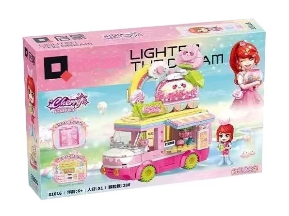 QMAN® 31016 - Shiny Jelly fagyiskocsi építőjáték - 100% kompatibilis minden más kedvelt márkával
