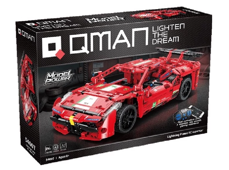 QMAN® 54007 - Lightning Flame piros versenyautó - 100% technic-kompatibilis építőjáték