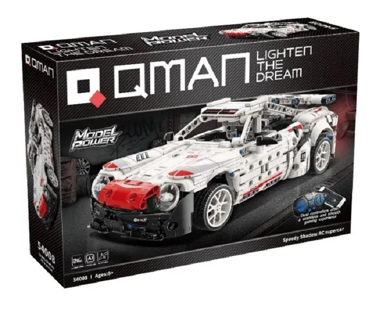 QMAN® 54008 - Speedy Shadow fehér sportautó - 100% technic-kompatibilis építőjáték
