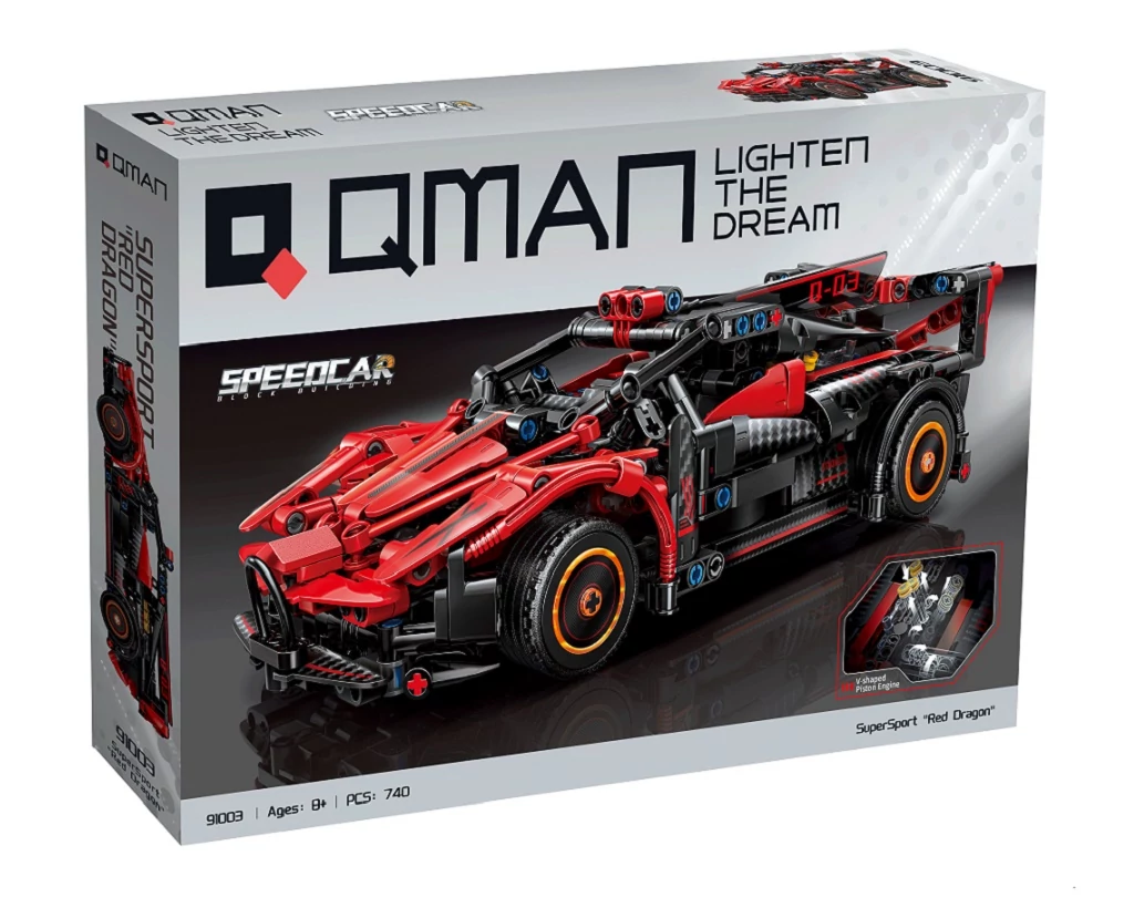 QMAN® 91003 - Vörös Sárkány sportautó - 100% technic-kompatibilis építőjáték
